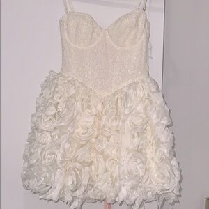 Oh Polly Cream Textured Mini Dress